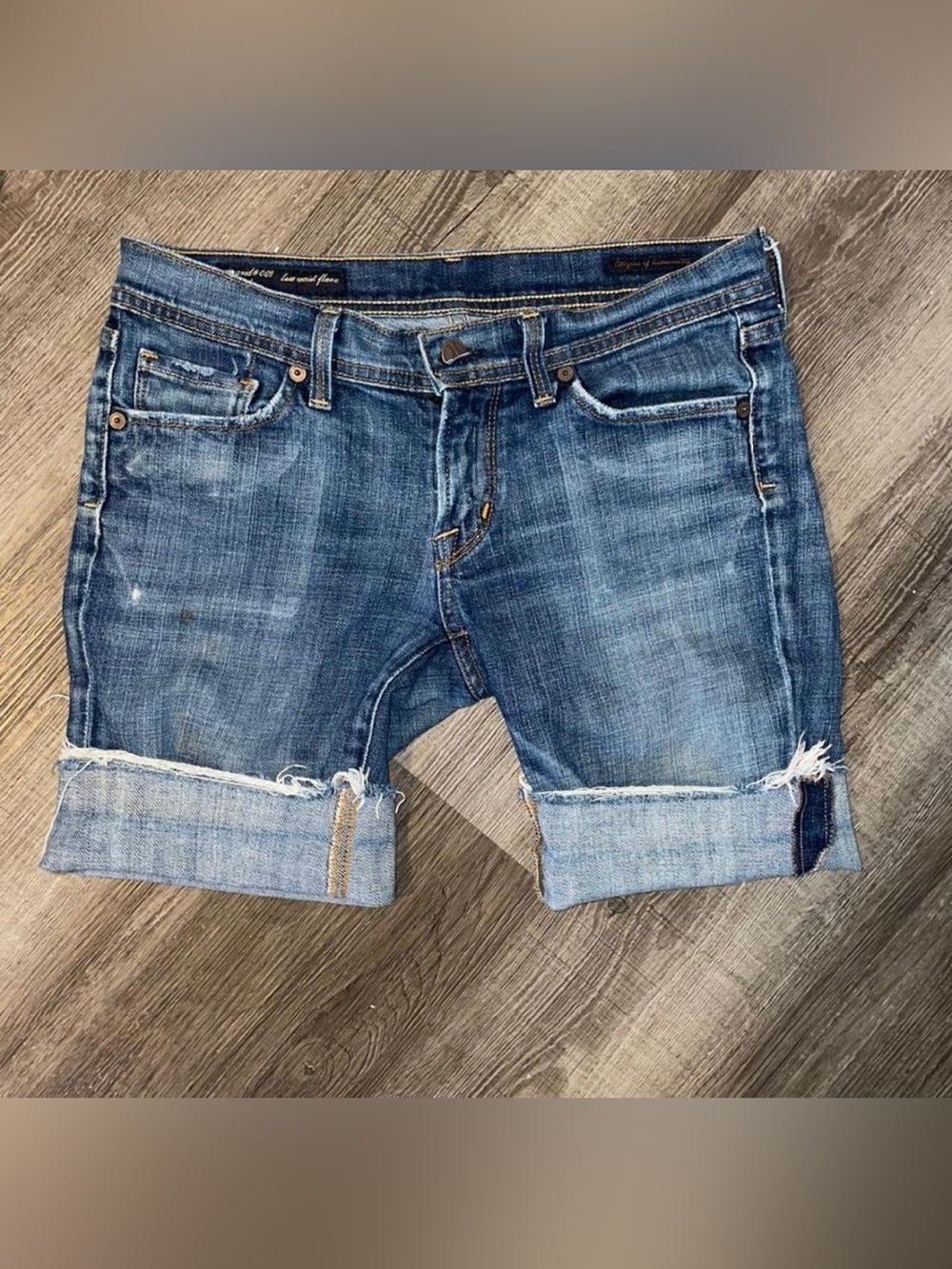 Citizens Of Humanity Blue Distressed Cuffed Denim Shorts